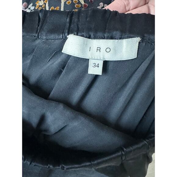 IRO Embroidered Black Silk Slip Skirt Size 34 - Picture 5 of 6